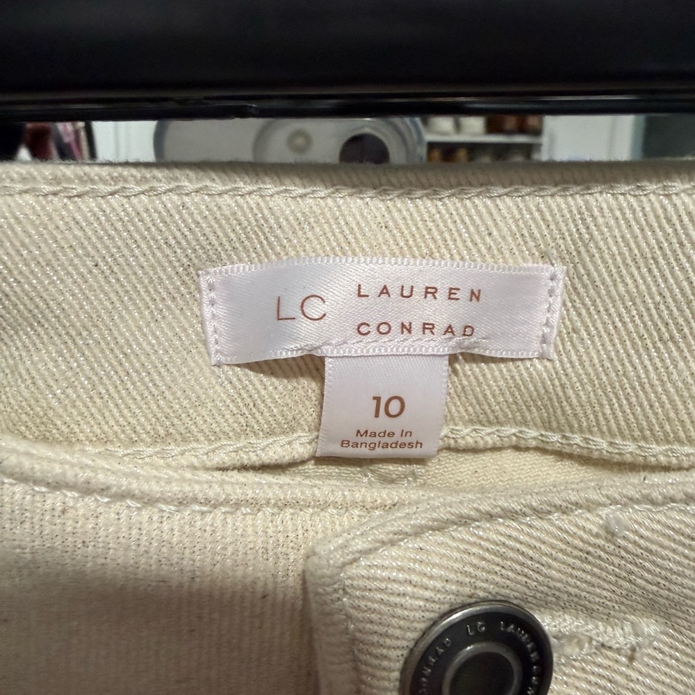 Lauren Conrad, high waist trouser tan shiny jeans size 10 - Picture 3 of 4